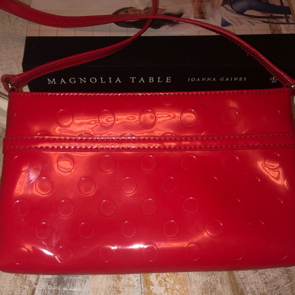 Kate Spade Red Purse Crossbody Leather Bow Polkadot Camellia Bag - Picture 6 of 6